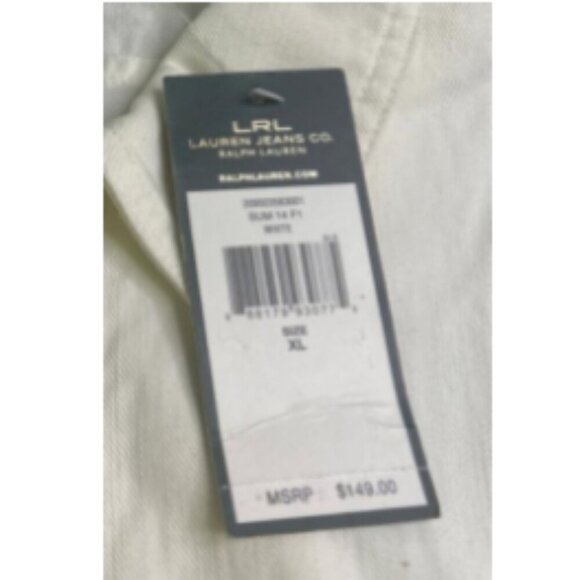 LRL Lauren Jeans Co. Ralph Lauren White Denim Zip Front Jacket - Picture 4 of 4